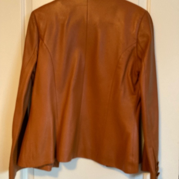 Caramel real leather jacket in well cared for condition.  Measurements in pics. - Picture 2 of 12